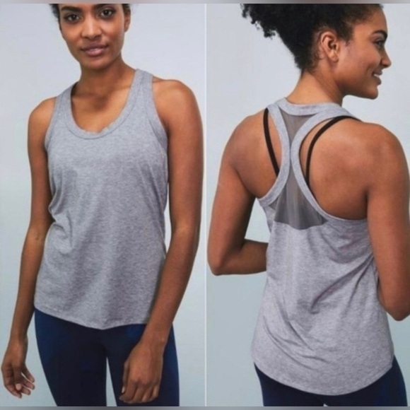Athleta Blue Topanga Mesh Back Polyester Lyocell Tank Top 350528 EUC Size Small - Picture 3 of 12